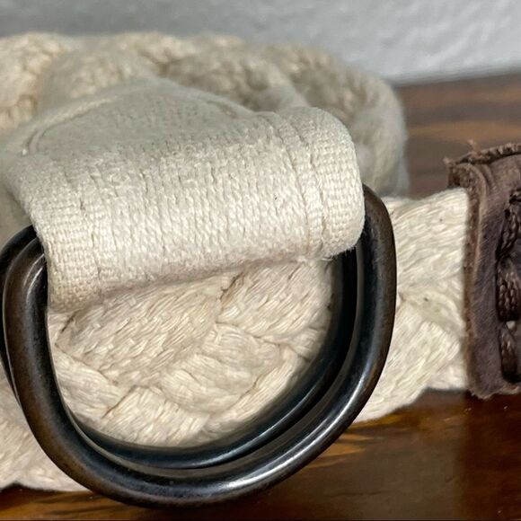Abercrombie and Fitch Cream Braided Woven Belt - Picture 3 of 14